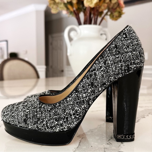 Michael Kors Sabrina Chain Heel Tweed Pumps - Picture 3 of 15